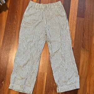 Old Navy White & Navy Striped Pull-On Pants